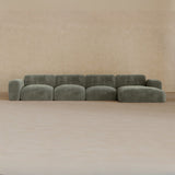 4 Seater Left Chaise-Velvet-Sage