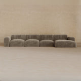 4 Seater Left Chaise-Velvet-Stone