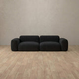 Linen Blend::Biscuit Velvet Sofa 2 Seater Charcoal Linen Blend [grid:7:LB]