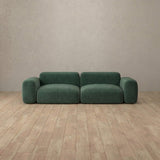 Linen Blend::Biscuit Velvet Sofa 2 Seater Forest Green Linen Blend [grid:5:LB]