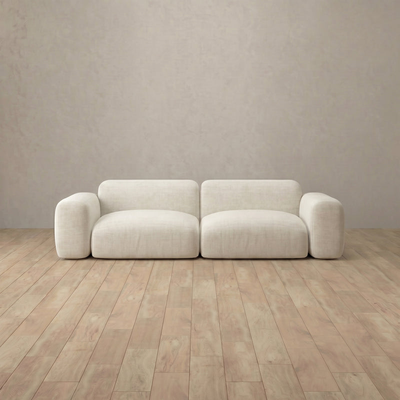 Linen Blend::Biscuit Velvet Sofa 2 Seater OffWhite Linen Blend 1:LB