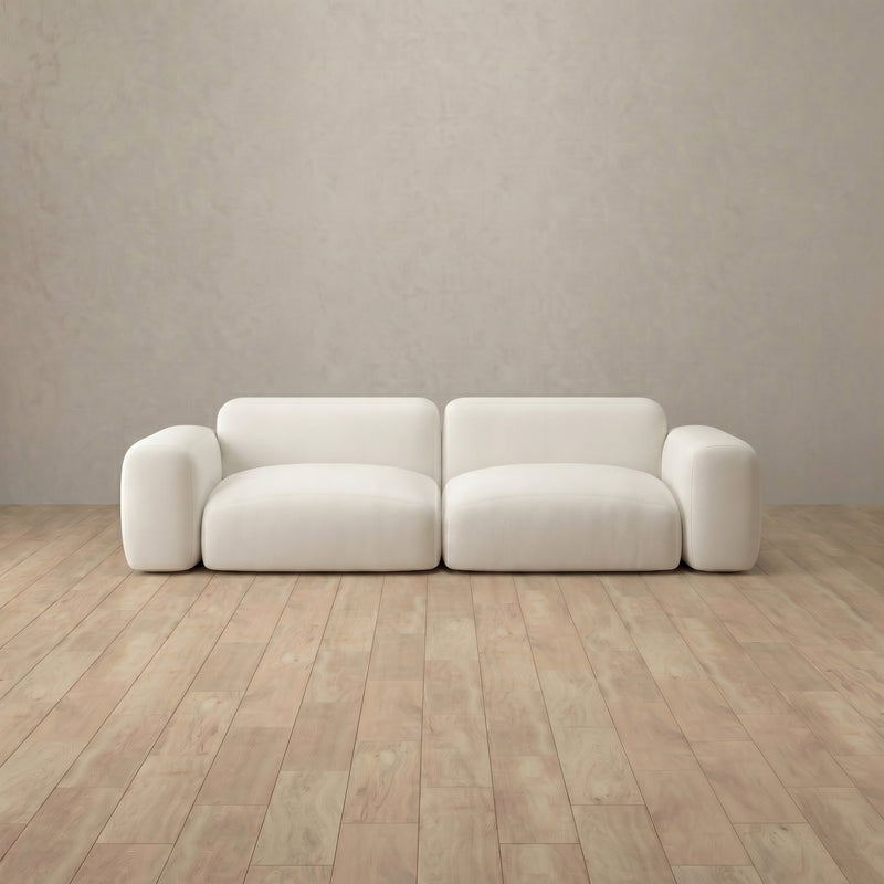 Top Grain Leather::Biscuit Velvet Sofa 2 Seater OffWhite Top Grain Leather 1:TGL