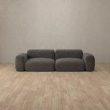 Linen Blend::Biscuit Velvet Sofa 2 Seater Smoke Linen Blend