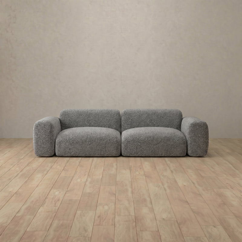 Biscuit Sofa Loveseat (87") — Stone