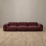 Linen Blend::Biscuit Velvet Sofa 3 Seater Burgundy Linen Blend [grid:6:LB]