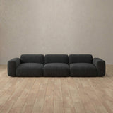 Linen Blend::Biscuit Velvet Sofa 3 Seater Charcoal Linen Blend [grid:7:LB]