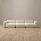 Linen Blend::Biscuit Velvet Sofa 3 Seater Ivory Linen Blend