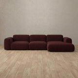 Boucle::Biscuit Velvet Sofa 3 Seater L-Shaped Burgundy Boucle [grid:6:BCL]
