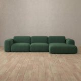Boucle::Biscuit Velvet Sofa 3 Seater L-Shaped Forest Green Boucle [grid:5:BCL]