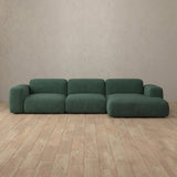Linen Blend::Biscuit Velvet Sofa 3 Seater L-Shaped Forest Green Linen Blend [grid:5:LB]