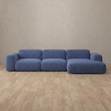 Boucle::Biscuit Velvet Sofa 3 Seater L-Shaped OceanBlue Boucle