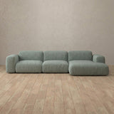 Linen Blend::Biscuit Velvet Sofa 3 Seater L-Shaped Sage Linen Blend