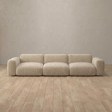 Linen Blend::Biscuit Velvet Sofa 3 Seater Linen Linen Blend