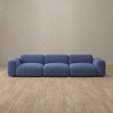 Boucle::Biscuit Velvet Sofa 3 Seater OceanBlue Boucle
