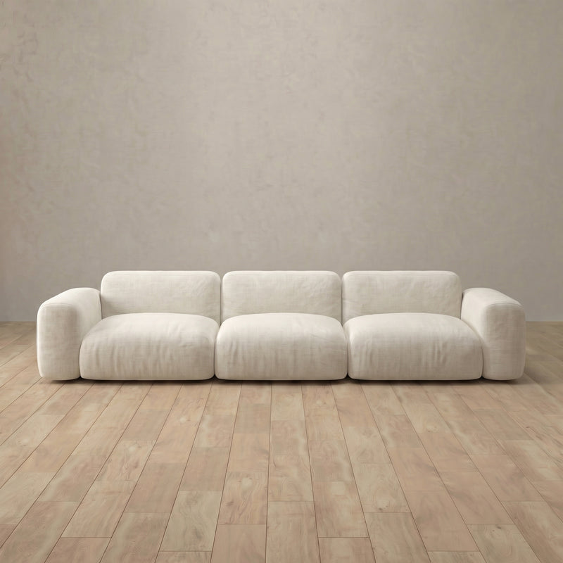 Linen Blend::Biscuit Velvet Sofa 3 Seater OffWhite Linen Blend 1:LB