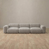 Linen Blend::Biscuit Velvet Sofa 3 Seater Pewter Linen Blend