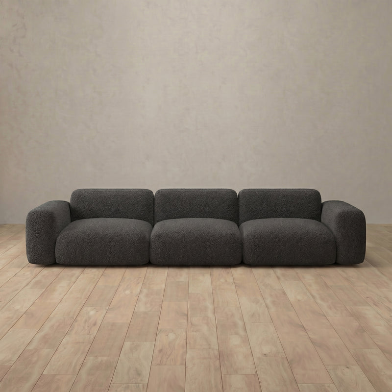 Boucle::Biscuit Velvet Sofa 3 Seater Smoke 2 Boucle v1 7:BCL