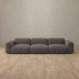 Linen Blend::Biscuit Velvet Sofa 3 Seater Stone Linen Blend
