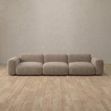 Linen Blend::Biscuit Velvet Sofa 3 Seater Taupe Linen Blend