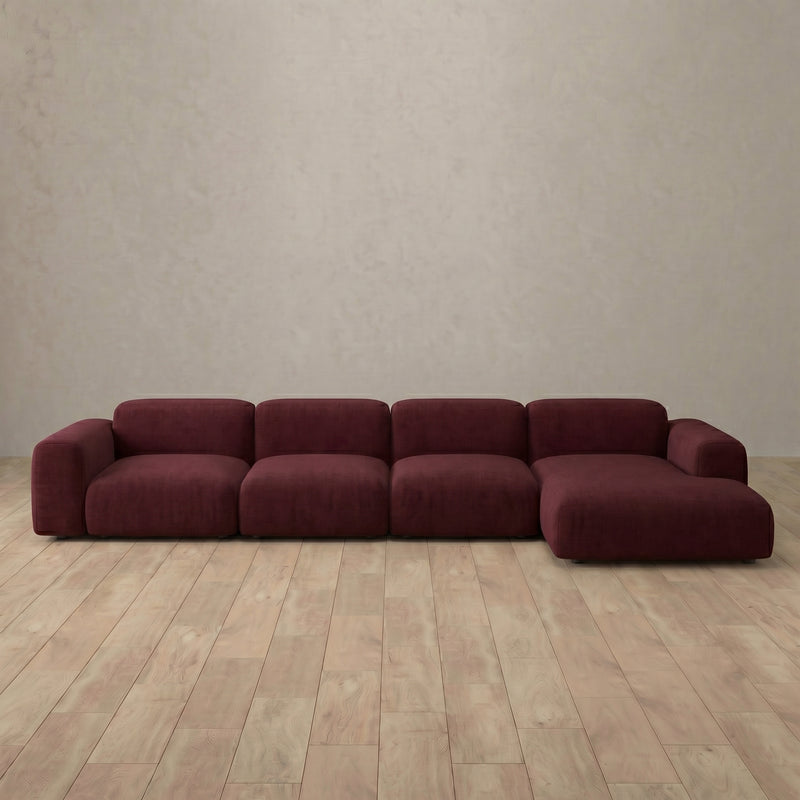 Linen Blend::Biscuit Velvet Sofa 4 Seater Burgundy Linen Blend v2  6:LB