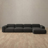 Linen Blend::Biscuit Velvet Sofa 4 Seater Charcoal Linen Blend v1 [grid:7:LB]