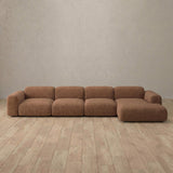 Linen Blend::Biscuit Velvet Sofa 4 Seater Cognac Linen Blend [grid:4:LB]