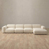 Linen Blend::Biscuit Velvet Sofa 4 Seater Cream Linen Blend
