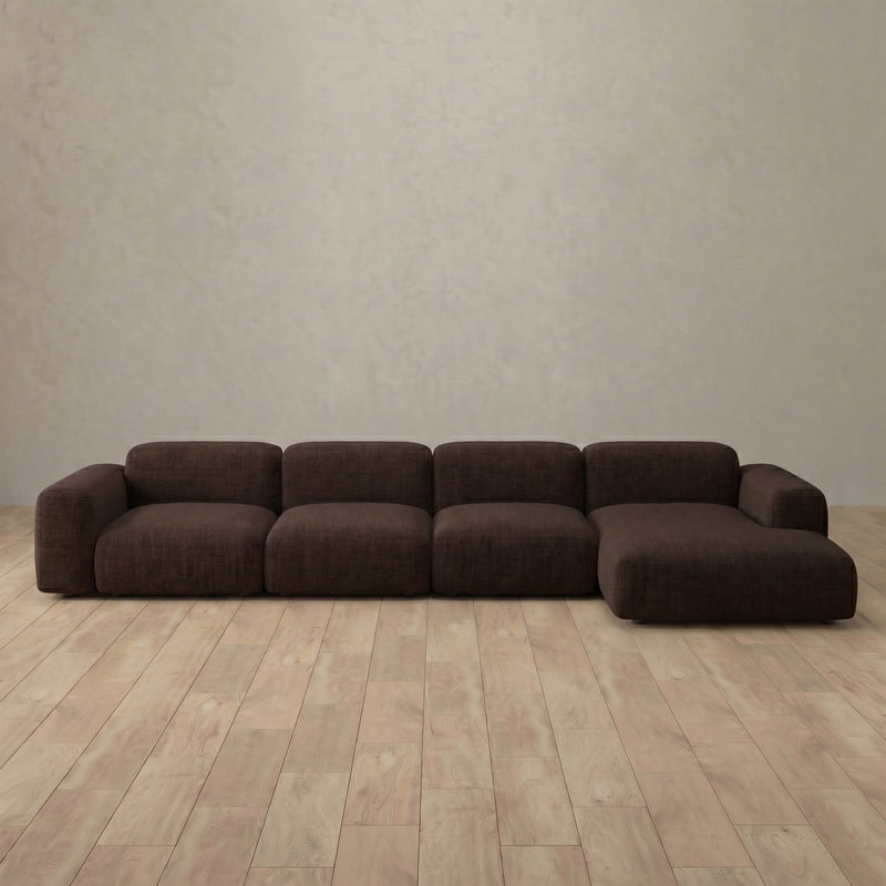 Linen Blend::Biscuit Velvet Sofa 4 Seater Espresso Linen Blend 8:LB