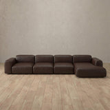 Top Grain Leather::Biscuit Velvet Sofa 4 Seater Espresso Top Grain Leather v2 [grid:8:TGL]