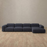 Linen Blend::Biscuit Velvet Sofa 4 Seater InkBlue Linen Blend v2