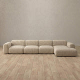 Linen Blend::Biscuit Velvet Sofa 4 Seater Linen Linen Blend