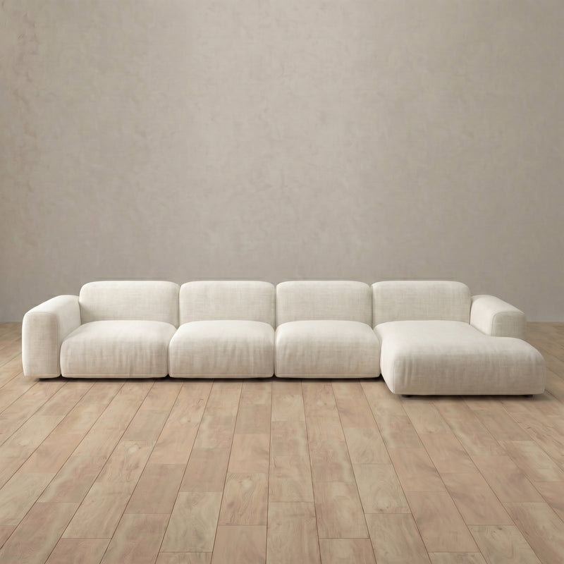 Linen Blend::Biscuit Velvet Sofa 4 Seater OffWhite Linen Blend 1:LB