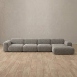 Boucle::Biscuit Velvet Sofa 4 Seater Pewter Boucle