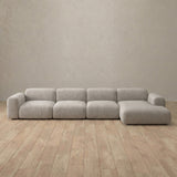Linen Blend::Biscuit Velvet Sofa 4 Seater Pewter Linen Blend