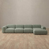 Linen Blend::Biscuit Velvet Sofa 4 Seater Sage Linen Blend