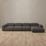 Linen Blend::Biscuit Velvet Sofa 4 Seater Smoke Linen Blend