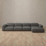 Top Grain Leather::Biscuit Velvet Sofa 4 Seater Smoke Top Grain Leather