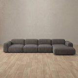 Linen Blend::Biscuit Velvet Sofa 4 Seater Stone Linen Blend