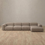 Linen Blend::Biscuit Velvet Sofa 4 Seater Taupe Linen Blend