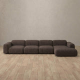 Linen Blend::Biscuit Velvet Sofa 4 Seater Truffle Linen Blend