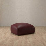 Top Grain Leather::Biscuit Velvet Sofa Ottoman Burgundy Top Grain Leather [grid:6:TGL]