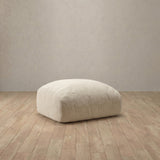 Linen Blend::Biscuit Velvet Sofa Ottoman Cream Linen Blend