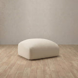 Top Grain Leather::Biscuit Velvet Sofa Ottoman Cream Top Grain Leather