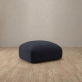 Linen Blend::Biscuit Velvet Sofa Ottoman InkBlue Linen Blend