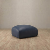 Top Grain Leather::Biscuit Velvet Sofa Ottoman InkBlue Top Grain Leather