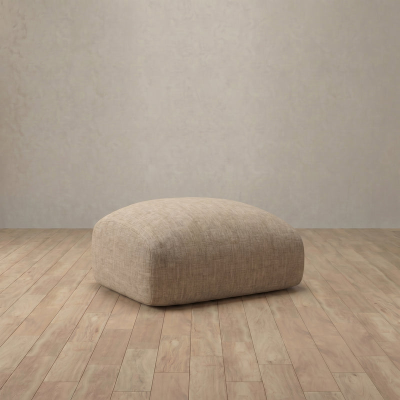 Linen Blend::Biscuit Velvet Sofa Ottoman Latte Linen Blend 3:LB