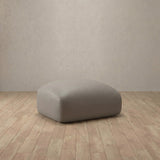 Top Grain Leather::Biscuit Velvet Sofa Ottoman Pewter Top Grain Leather