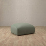 Top Grain Leather::Biscuit Velvet Sofa Ottoman Sage Top Grain Leather