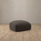 Linen Blend::Biscuit Velvet Sofa Ottoman Smoke Linen Blend