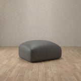 Top Grain Leather::Biscuit Velvet Sofa Ottoman Smoke Top Grain Leather